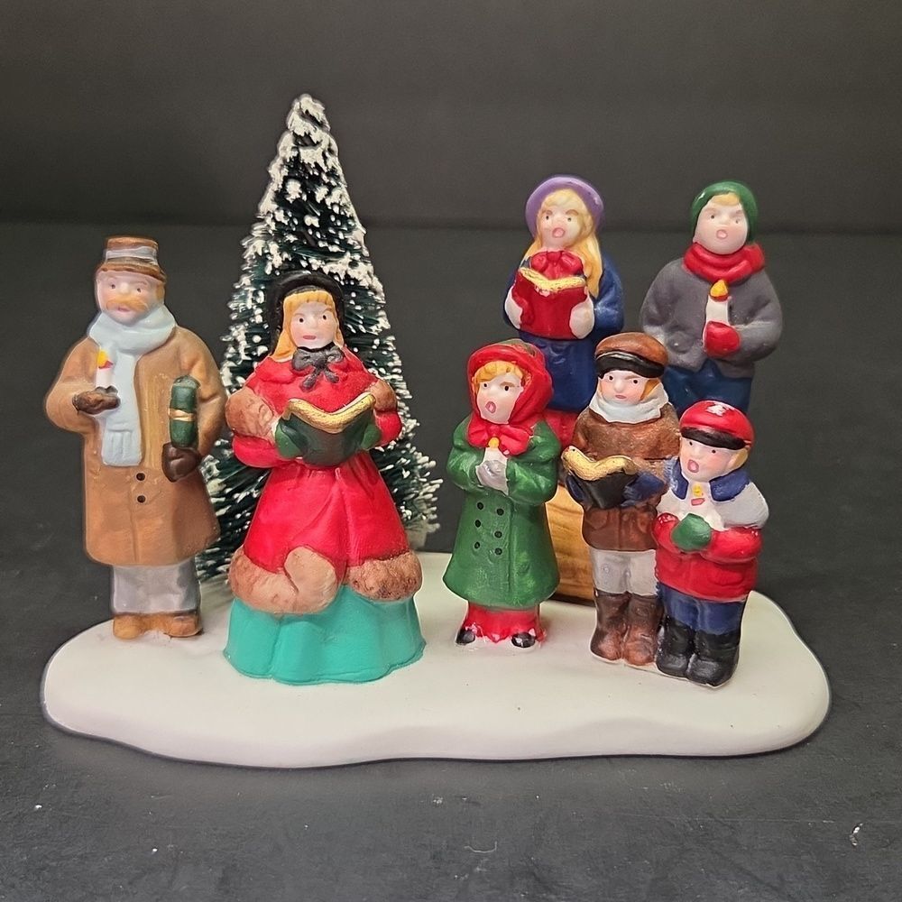 1995 Vintage Lemax Christmas Porcelain Group Carollers #53134 Village Collection - Picture 2 of 8